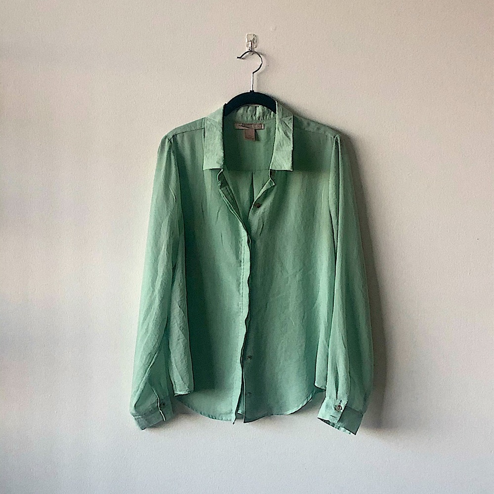 Chiffon spring green blouse
